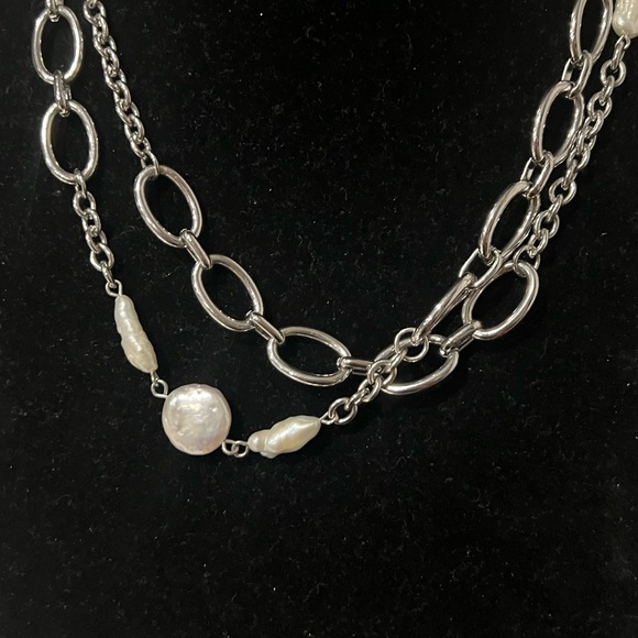 WHBM Pearl Chic Silver and Pearl Necklace long - Picture 3 of 4